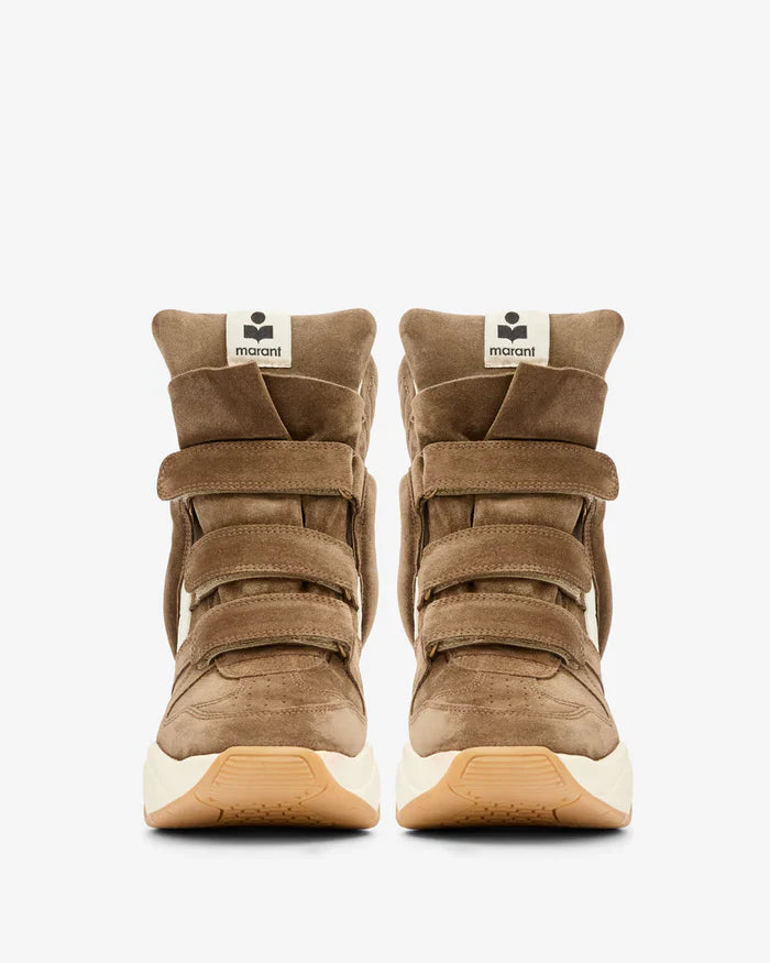 ISABEL MARANT Balskee Khaki/Ecru Suede And Leather Wedge Sneakers New